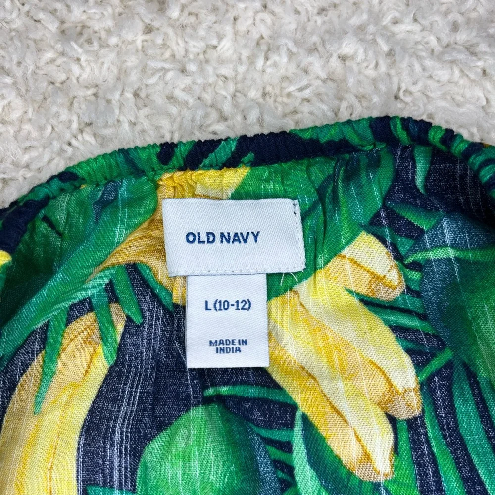 Old Navy Girl's Banana Lime‎ Palm Leaf Blouse L(10-12)
